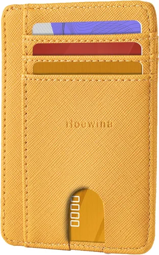 Vista 29 de Hoewina Cartera delgada para hombre, bolsillo frontal minimalista con bloqueo RFID, billetera de cuero delgada para tarjetas de viaje, regalos