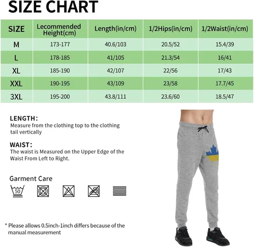 Vista 2 de Ukraine Flag Canada Maple Leaf Men's Casual Yoga Sweatpants Workout Athletic Elastic Waist Pants Outdoor Jogger Pants Black