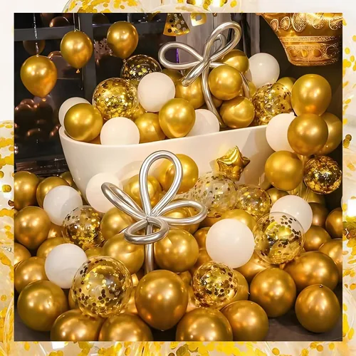 Vista 5 de Kit de columna de globos de 2 piezas con globos de confeti incluidos - Torre de globos con soporte, base y poste, decoración de fondo para boda