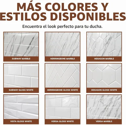 Vista 10 de Vista - Paneles de pared para bañera y ducha Surround - Blanco brillante