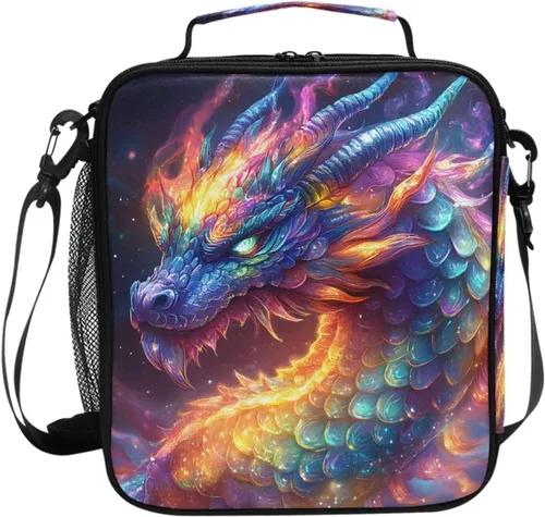 Vista 77 de Lonchera con patrón de cuadros blancos y negros, bolsa de almuerzo aislada, bolsa de preparación para niños, correa de hombro congelable a001
