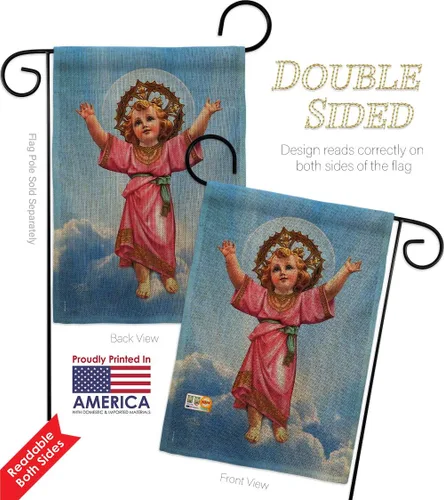 Vista 3 de Bandera de arpillera para el jardín de divine Baby Jesus, religiosa, fe, esperanza, gracia, paloma, religión cristiana, Pascua, pequeño, regalo