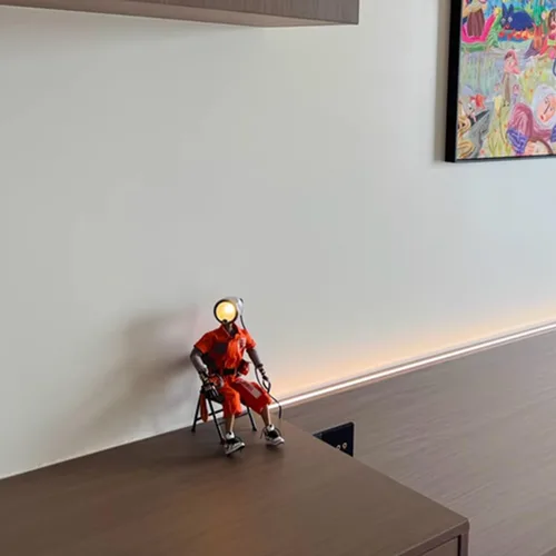 Vista 9 de Steampunk Cyberpunk Robot Lámpara de mesa - Decoración de habitación, luz nocturna y adorno de escritorio de metal creativo