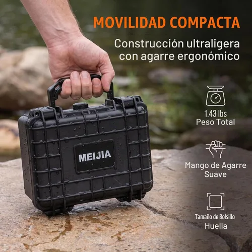 Vista 3 de MEIJIA Funda protectora impermeable IP67 portátil para todo tipo de clima, funda rígida, funda para cámara con espuma personalizable, para uso