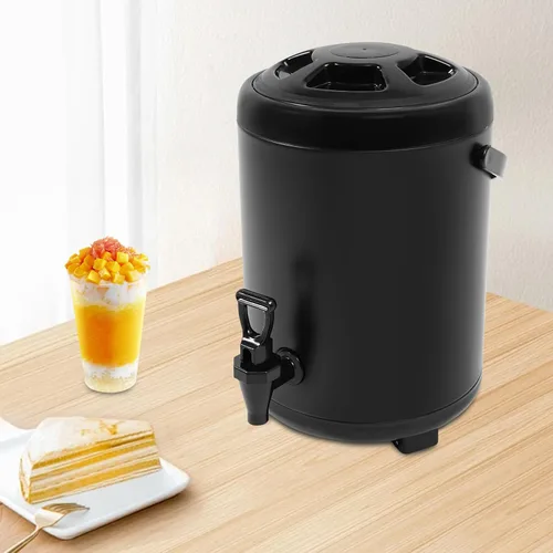 Vista 3 de Dispensador de bebidas con aislamiento de acero inoxidable, dispensador de bebidas calientes con grifo, dispensador térmico de bebidas frías