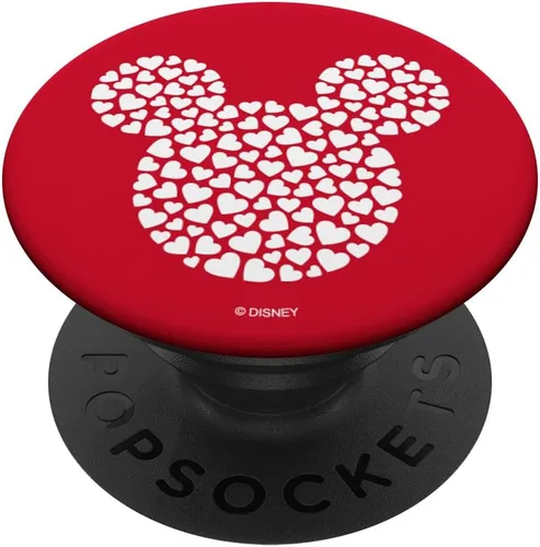 Vista 6 de Disney Icono de Mickey Mouse relleno de corazones en rojo PopSockets MagSafe PopGrip para iPhone