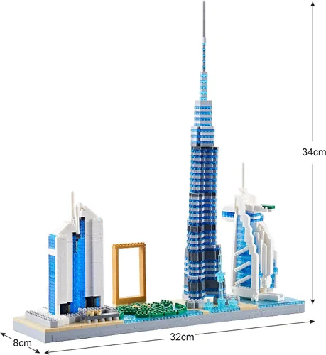 Vista 7 de Architecture Dubai Skyline - Kit de construcción de modelos coleccionables, juegos de microbloques para adultos, kit de modelo de regalo de 2545