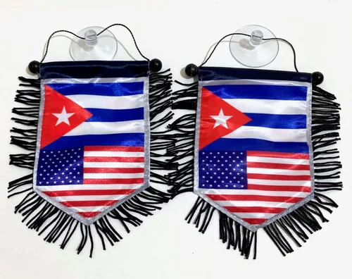 Vista 4 de Mini banner cubano americano bandera deportiva para la decoración del coche y el hogar, puerta ventana pared pequeña bandera colgante accesorios