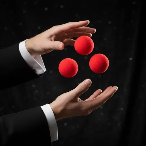 Vista 3 de Pelotas de esponja rojas de 1.4 in, bola de esponja para dedos, accesorios de primer plano, accesorios de juguete de comedia clásica, accesorios