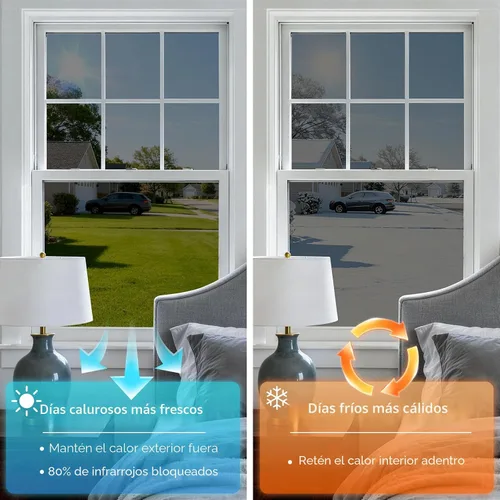 Vista 4 de rabbitgoo Tinte de ventana para el hogar con herramientas, negro plateado, 17.5 x 78.7 pulgadas One Way Privacy Window Film UV Blocking Heat