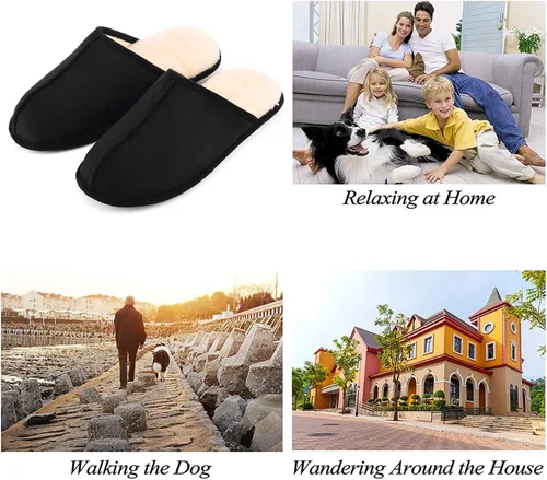 Vista 6 de Pantuflas de espuma viscoelástica para hombre, con puntera cerrada, para interiores, cómodas, acogedoras, suaves, antideslizantes, para dormitorio
