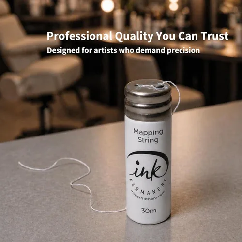 Vista 3 de Cadena de mapeo de cejas blanca preentintada de Ink Permanent [Botellas de 30 m - 100 pies] Cadena preentintada para maquillaje permanente