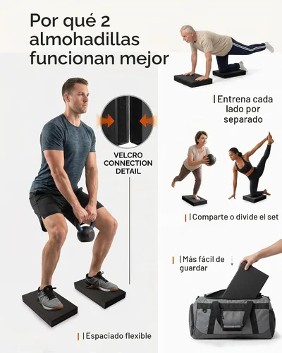 Vista 3 de StrongTek 2-in-1 Foam Balance Pad and Kneeling Pad, 15.8 or 19 in Sizes L-negro