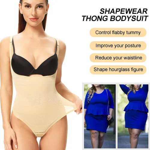 Vista 3 de Tanga Shapewear para las mujeres Control de la barriga Body abierto Busto sin costuras Body Shaper cintura más delgada