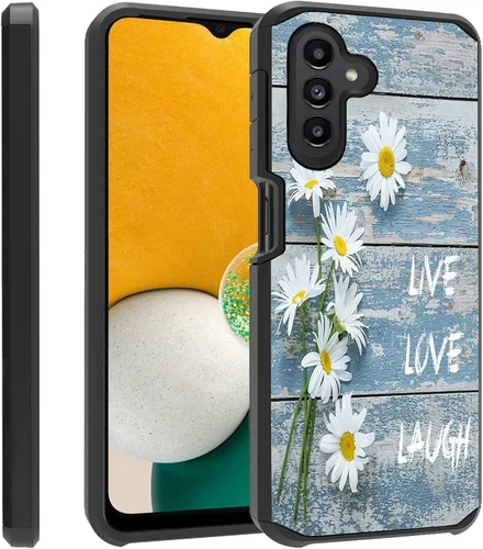 Vista 12 de Funda para teléfono Galaxy A14 5G, resistente 2 en 1 de doble capa híbrida de policarbonato duro y silicona suave a prueba de golpes, funda de Retro