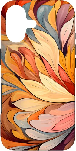 Vista 32 de iPhone 12 Pro Max Remolinos florales abstractos Funda de colores cálidos de otoño