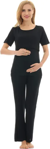Vista 3 de Bearsland Conjunto de ropa de dormir de maternidad para mujer, pijama de lactancia materna