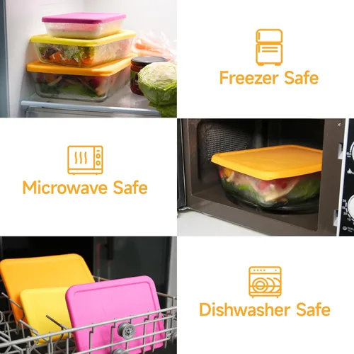 Vista 6 de LUVCOSY Tapa rectangular de silicona para almacenamiento de 11 tazas de repuesto para cuencos de vidrio Pyrex 7212-PC, (recipiente no incluido)