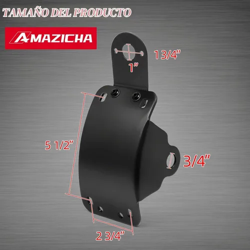 Vista 3 de Amazicha Soporte de placa de matrícula de montaje lateral curvado con agujero de eje de 3/4 pulgadas compatible con Harley Touring Sporster Bobber