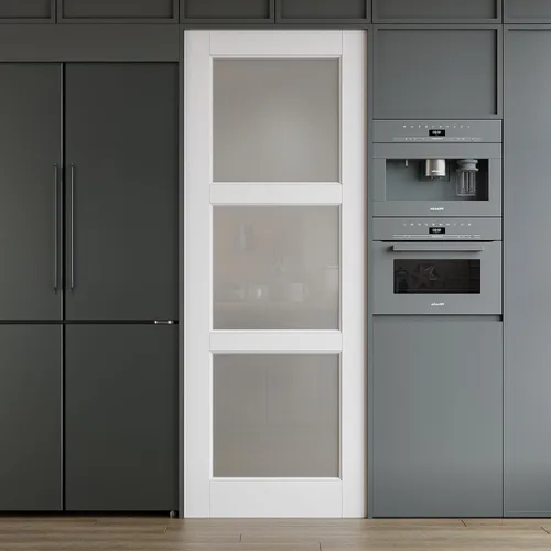 Vista 20 de WINSTELLAR - Losa de puerta de vidrio esmerilado preconstruida de 18 x 80 pulgadas, puertas interiores pintables para el hogar, dormitorio