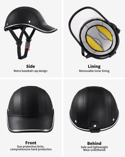 Vista 5 de Casco de béisbol para adultos, estilo urbano, de piel sintética, estilo retro, para golf, casco de viaje urbano de perfil bajo para hombres y mujeres