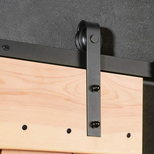 Vista 3 de TSMST Kit de herrajes para puerta de granero de 6 pies, riel de puerta corredera resistente para puerta de madera individual de 36 pulgadas, fácil