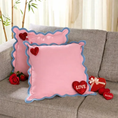Vista 17 de Fundas de almohada Folkulture Juego de 2 fundas de almohada decorativas (50 x 50 cm) Fundas de almohada azules de algodón para sofá o lindas