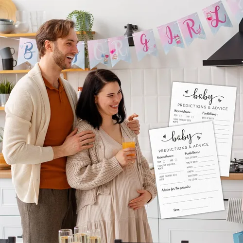 Vista 4 de Juego de cartas minimalistas para baby shower, consejos para nuevos padres, fiesta de revelación de género, juego de 30 -A01