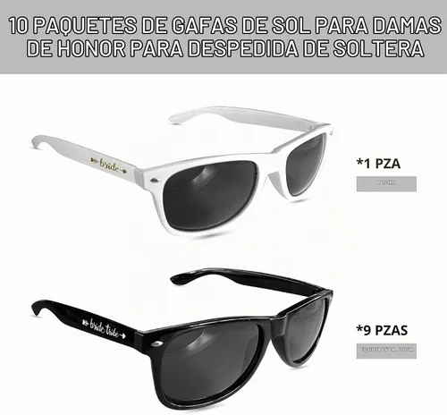 Vista 7 de LADY&HOME Paquete de 10 regalos de despedida de soltera, gafas de sol retro Negro