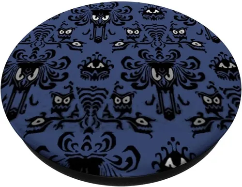 Vista 2 de Spooky papel pintado pop Socket Halloween – popsockets agarre y soporte para teléfonos y tabletas, Negro