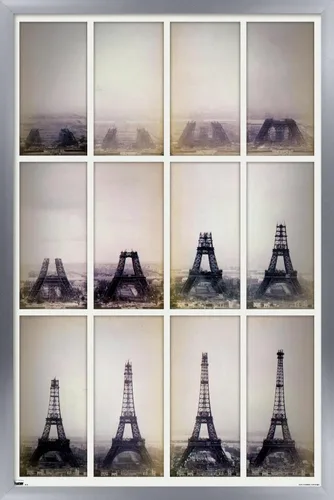 Vista 10 de Trends International Póster de pared con lapso de tiempo de construcción de la Torre Eiffel, 14.725 x 22.375 pulgadas, versión enmarcada de madera