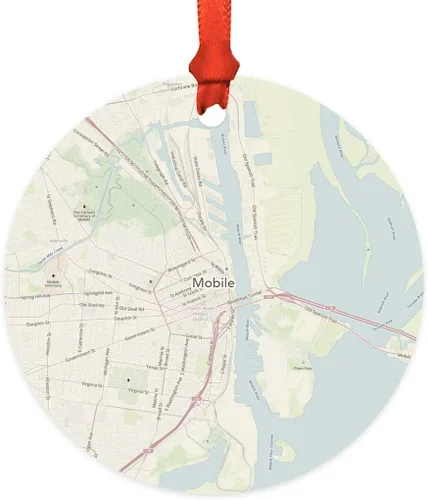 Vista 54 de Andaz Press Mapa de la ciudad de Estados Unidos redondo de madera natural MDF ornamento de Navidad, Akron, Ohio Vintage Mapa, 1 paquete, larga