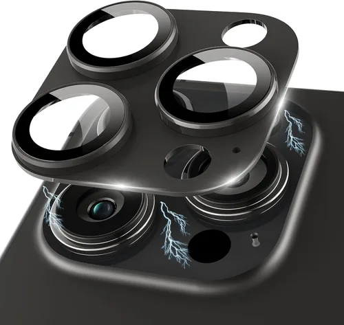 Vista 13 de Protector de lente de cámara compatible con iPhone 13 Pro / 13 Pro Max, protector de lente de cámara de vidrio templado de metal Plus, compatible
