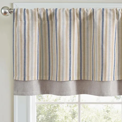 Vista 10 de jinchan Cenefa de Lino a Rayas para Ventanas de 16 Pulgadas Cortinas Opacas para Ventana Pequeña Estilo Granja Cenefa de Doble Capa para Sala