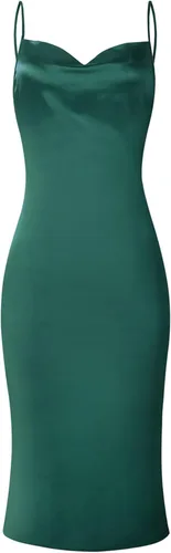Vista 3 de xxxiticat - Vestido con tirantes delgados, de satén, sin mangas, para cócteles, playa y fiestas, con cuello caído, vestido de longitud media