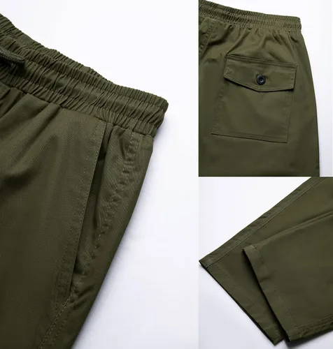 Vista 7 de THWEI Pantalones cargo para hombre, casuales, con cordón, atléticos, jogger, deportivos, pantalones para exteriores Verde militar