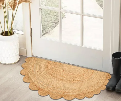 Vista 20 de Savi Home Alfombra de área tejida a mano de mezcla de lana y algodón 4x6', alfombra trenzada con textura tipo palomitas color marfil, alfombra suave
