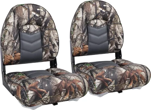 Vista 7 de NORTHCAPTAIN Asiento plegable para barco de pesca con respaldo alto, tornillos de acero inoxidable incluidos, camuflaje, 2 asientos