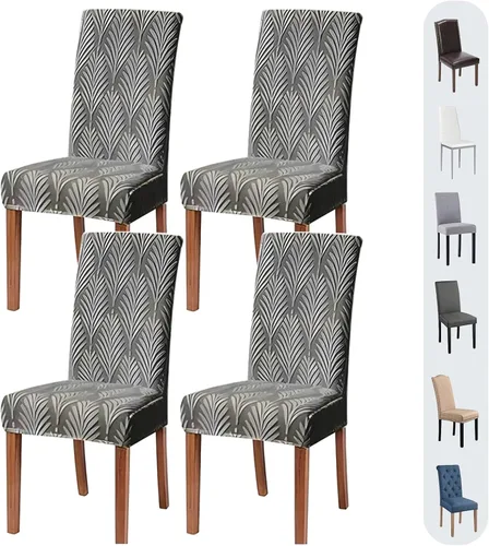 Vista 8 de Juego de 2 fundas para sillas de comedor, fundas elásticas para sillas de comedor, extraíbles y lavables, para el hogar, cocina, banquete, ceremonia