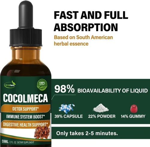 Vista 3 de Gotas líquidas de corteza de Cocolmeca, suplemento de extracto de hierbas naturales para desintoxicación corporal, apoyo de limpieza corporal