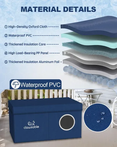 Vista 4 de Clawsable Casa refrescante para gatos al aire libre, resistente a la intemperie y aislada para gatos de interiores/exteriores, refugio impermeable