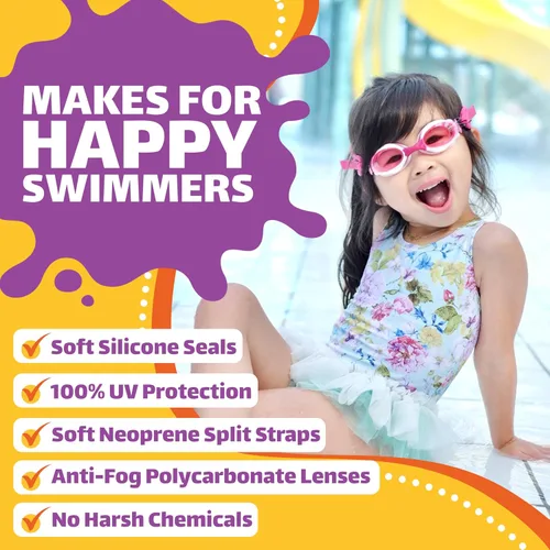 Vista 6 de Frogglez - Gafas de natación antivaho para niños menores de 10 años (de 3 a 10 años) recomendadas por instructores de natación; correa de primera