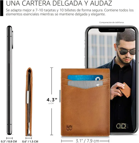 Vista 3 de SERMAN BRANDS Money Clip Wallet - Mens Wallets slim Front Pocket RFID Blocking Card Holder Minimalist Mini Bifold Transformador del desierto