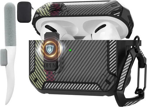 Vista 70 de Maxjoy Funda para AirPods Pro 3 2025, MagSafe compatible con bloqueo automático, funda protectora a prueba de golpes con soporte para teléfono