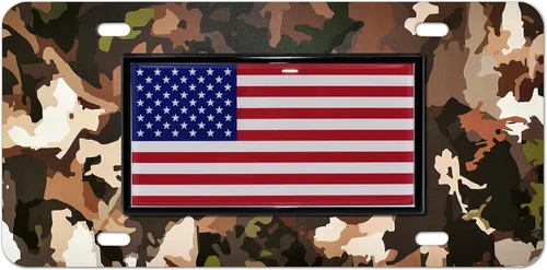 Vista 8 de Elektroplate Placa de matrícula negra con bandera de Estados Unidos invertida