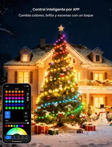 Vista 2 de APPECK RGBW - Guirnalda de luces navideñas de 66 pies, 200 luces, control de aplicación