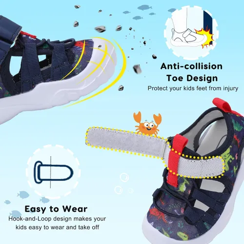 Vista 3 de JOINFREE Zapatos de agua para niños y niñas, transpirables, Qucik Dry Sport Playa, sandalias ligeras y flexibles