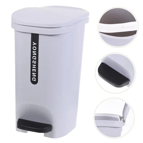 Vista 4 de Zerodeko Bote de basura de pedal de pie 10l Cesta de basura tapa de paso en el hogar Contenedor de basura estilo nórdico