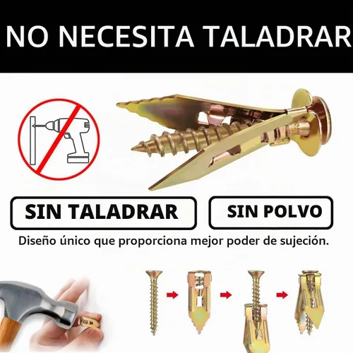 Vista 4 de Anclas autoperforantes con tornillos, kit de anclas y tornillos autoperforantes para yeso para herramientas de reparación de anclajes de yeso