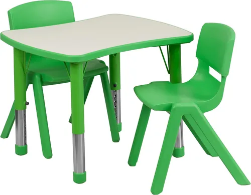 Vista 7 de Flash Furniture Emmy - Juego de mesa rectangular de plástico azul con 2 sillas, 21.875 pulgadas de ancho x 26.625 pulgadas de largo, color azul